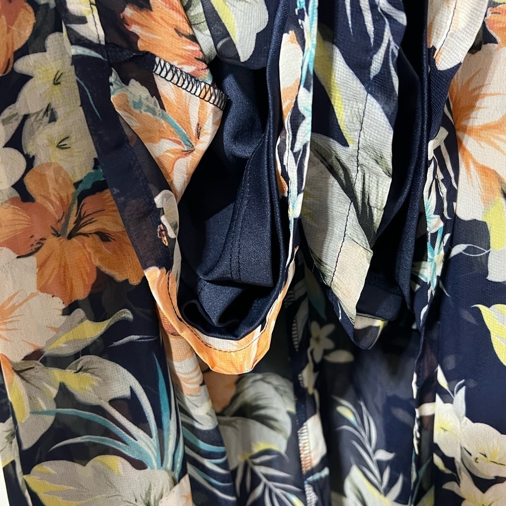 Miss Avenue Blue Tropical Romper Dress Size S - Picture 6 of 11